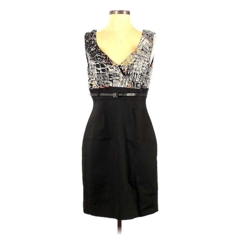 Tahiti ASL 6 pattern‎ v neck black pencil skirt detachable belt retro dress